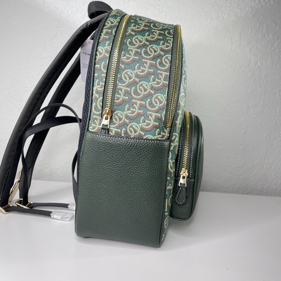 COACH Court Backpack Olive Green Leather Monogram Logo main image 10